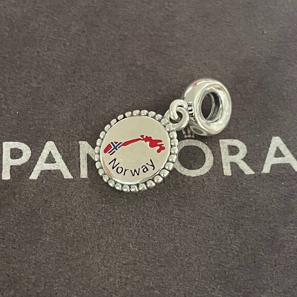 Pandora Norway Map Exclusive Dangle Charm Pendant /Exclusive Enamel Dangle Charm - Picture 3 of 4